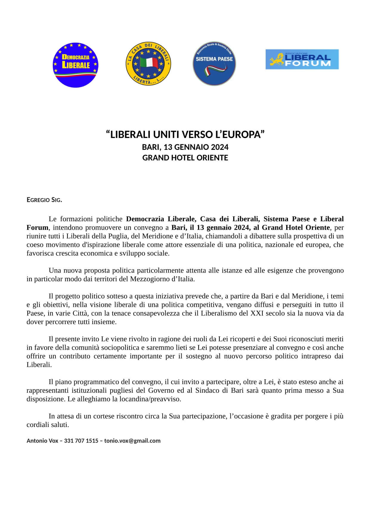 invito bari partito sistema paese